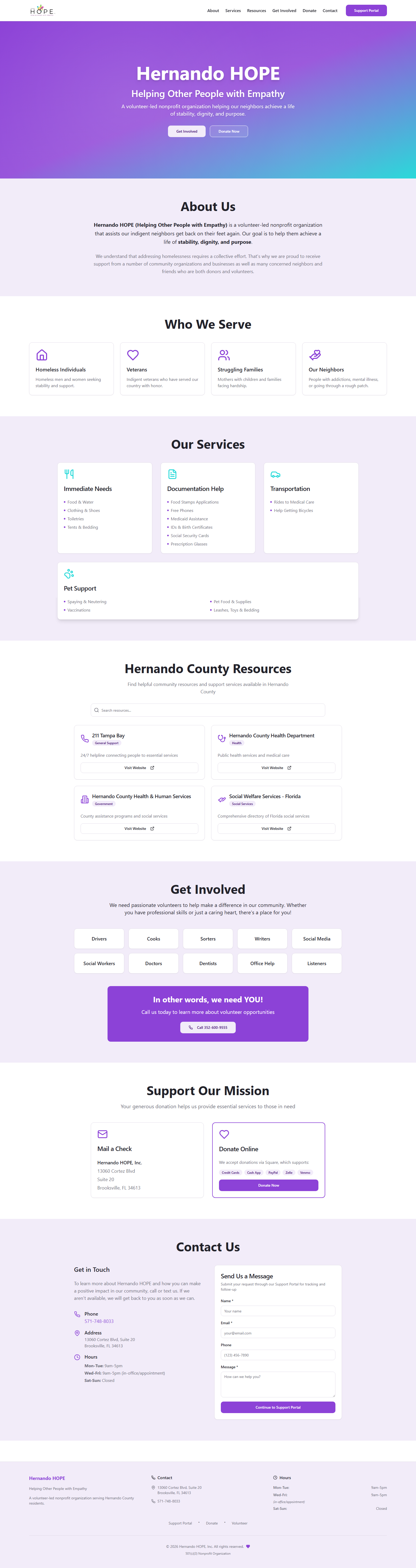 Screenshot of Hernando HOPE website