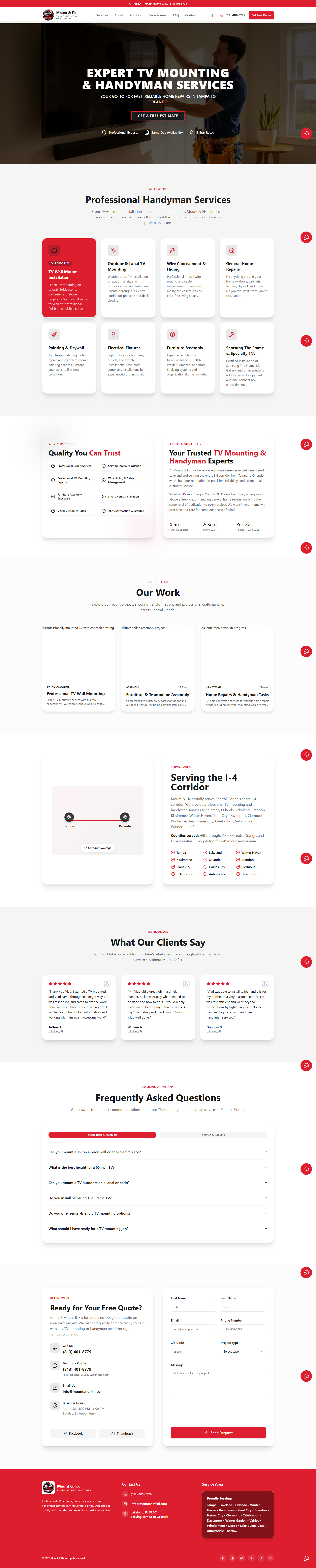 Screenshot of Mount & Fix FL website